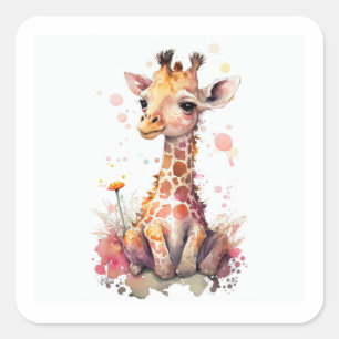 Adesivo Quadrado Baby Giraffe Square Sticker
