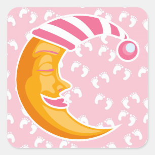 Adesivo Quadrado Baby Girl Moon