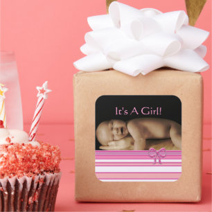 Adesivo Quadrado Baby Girl Stickers com sua foto de bebê