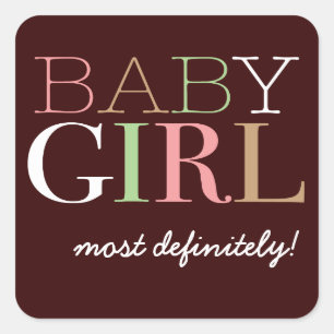 Adesivo Quadrado Baby Girl Vote Sticker for Gender Reveparty