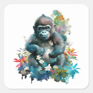 Adesivo Quadrado Baby Gorilla Square Sticker