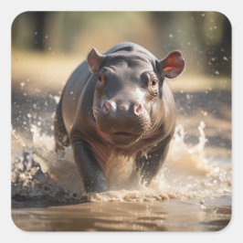 Adesivo Quadrado Baby Hippo