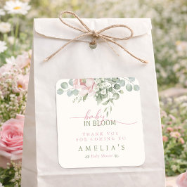 Adesivo Quadrado Baby in Bloom Baby Girl Shower Thank You