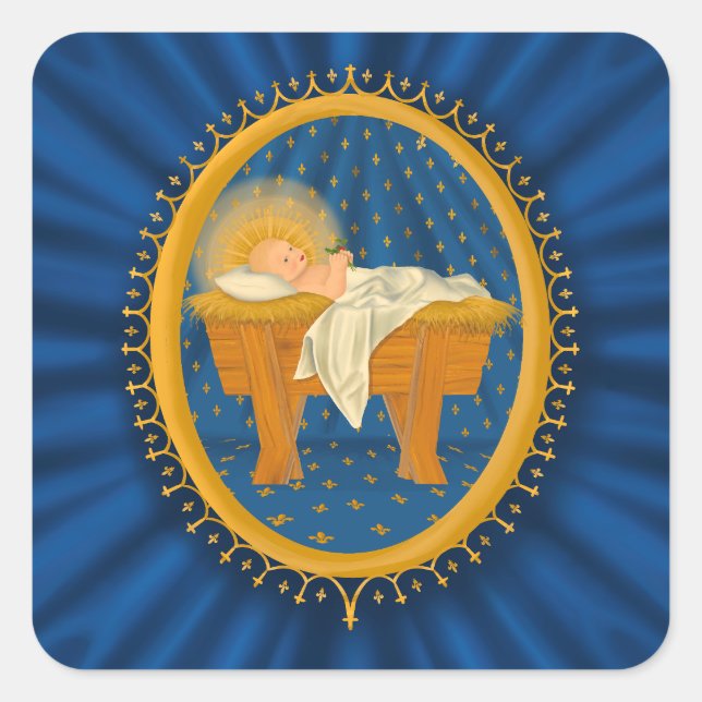 Adesivo Quadrado Baby Jesus Square Sticker (Frente)