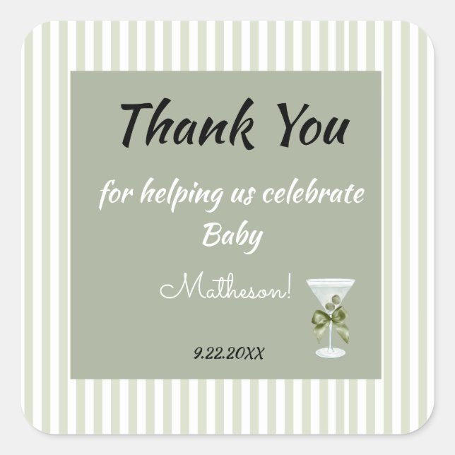 Adesivo Quadrado Baby Martini 'tini-one'  (Frente)