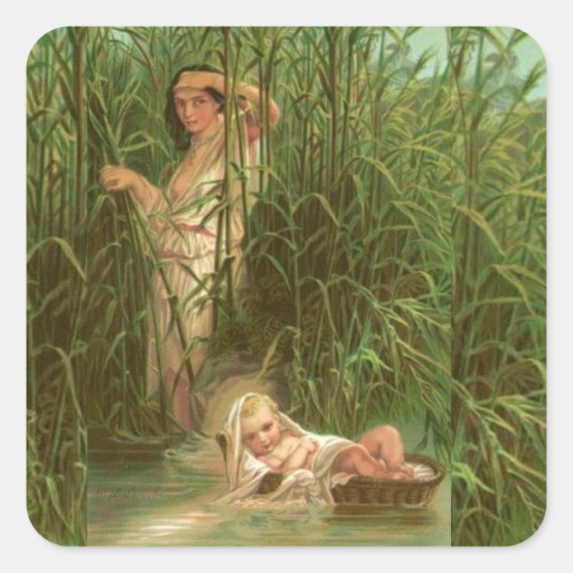 Adesivo Quadrado Baby Moses E O Rio Nilo (Frente)