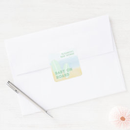 Adesivo Quadrado Baby On Conselho Surfing Beach Watercolor Chá de f