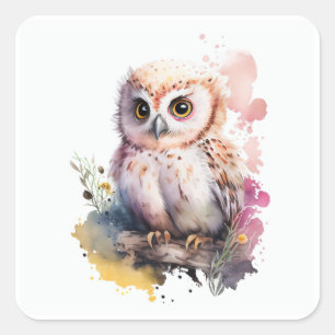 Adesivo Quadrado Baby Owl Sticker