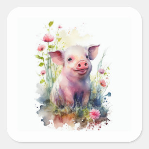 Adesivo Quadrado Baby Pig Square Sticker