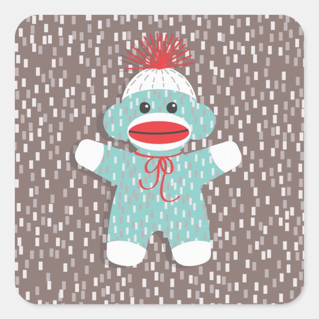 Adesivo Quadrado Baby Sock Monkey Sticker (Frente)