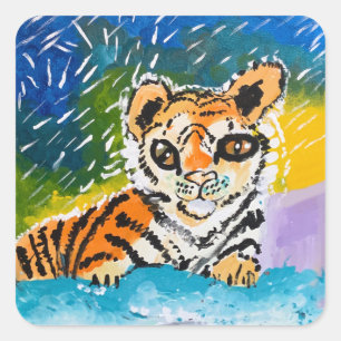 Adesivo Quadrado Baby Tiger "Art by Kids"