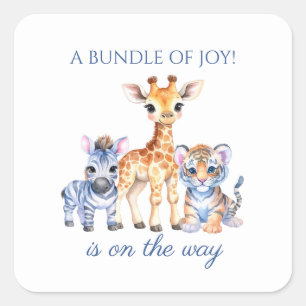 Adesivo Quadrado Baby Zebra Giraffe e Tiger