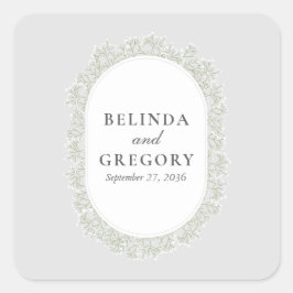 Adesivo Quadrado Baby's Breath Monogram Gypsophila Floral Wedding