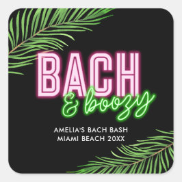 Adesivo Quadrado Bach & Boozy Neon Green & Pink Tropical Weend
