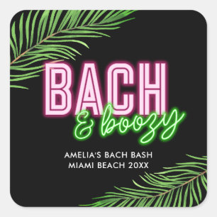 Adesivo Quadrado Bach & Boozy Neon Green & Pink Tropical Weend