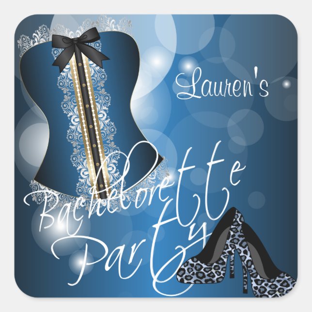 Adesivo Quadrado Bachelorette de lingerie | Azul (Frente)