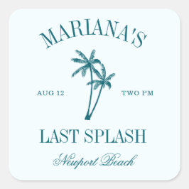 Adesivo Quadrado Bachelorette de Palmas Azul de Última Abertura