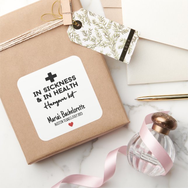 Adesivo Quadrado Bachelorette Hangover Kit Stickers (Presentear)