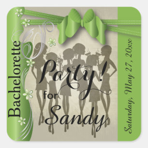 Adesivo Quadrado Bachelorette ou meninas da diva do aniversário -