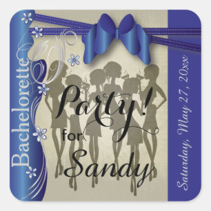 Adesivo Quadrado Bachelorette ou meninas da diva do aniversário -