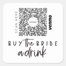 Adesivo Quadrado Bachelorette Venmo Código QR Comprar Noiva A Bebid