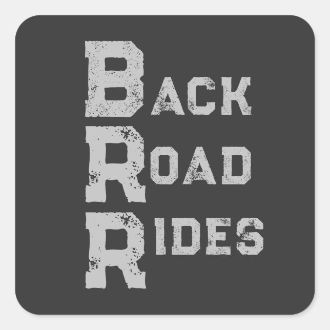 Adesivo Quadrado "Back Road Rides" Logotipo com Cinza (Frente)