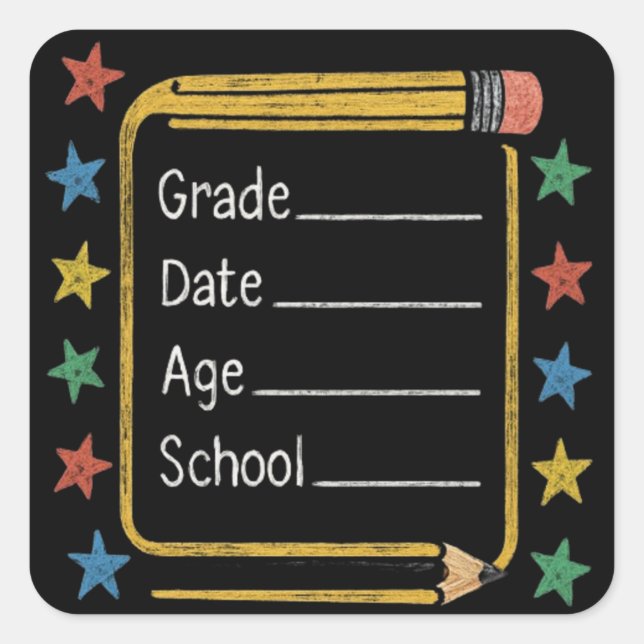 Adesivo Quadrado Back to School  | First Day of School (Frente)