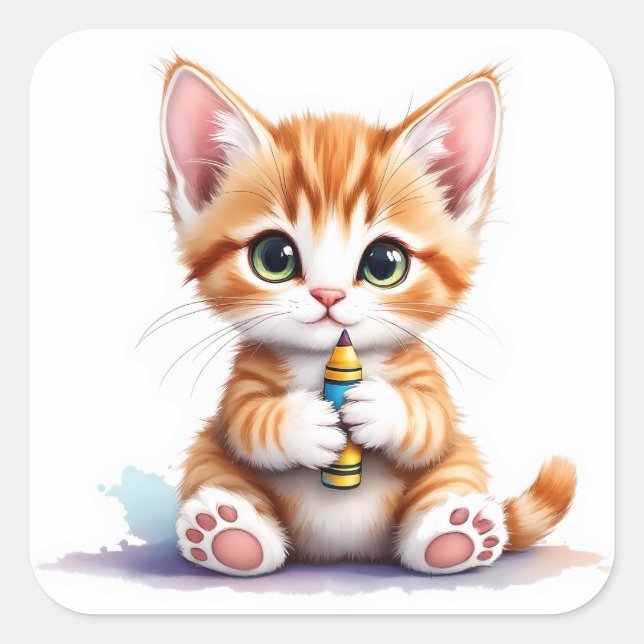 Adesivo Quadrado Back To School Kitten-The Cutest EVER! Sticker (Frente)