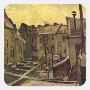 Adesivo Quadrado Backyards of Old Houses de Vincent van Gogh