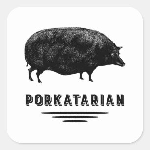 Adesivo Quadrado Bacon Lover - Porkatarian - Vintage Pig
