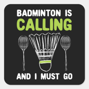 Adesivo Quadrado Badminton - Badminton Está Ligando