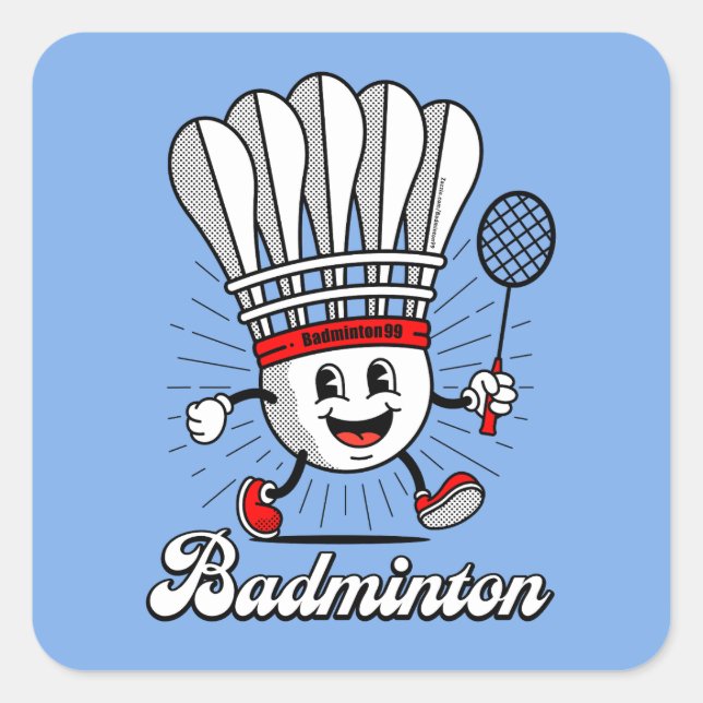 Adesivo Quadrado Badminton Mascot Clássico (Frente)