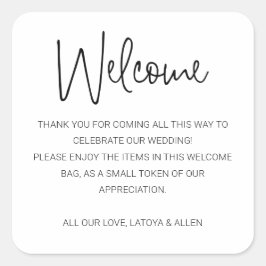 Adesivo Quadrado Bag Bag de Boas-vindas do Casamento Moderno