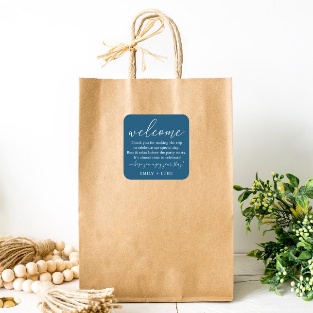 Adesivo Quadrado Bag de Boas-vindas do Casamento Personalizado Mini (Criador carregado)
