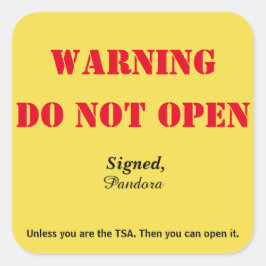 Adesivo Quadrado Bagagem "Não Abrir"