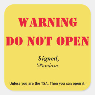 Adesivo Quadrado Bagagem "Não Abrir"