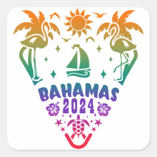 Adesivo Quadrado Bahamas Bliss: Uma Fuga Tropical para Island Parad