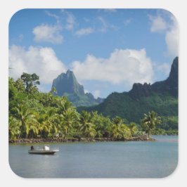 Adesivo Quadrado Baía de Cook, vinheta quadrada de Moorea