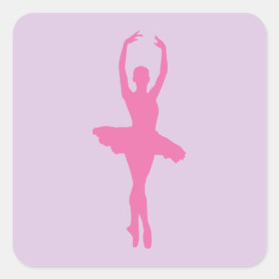 Adesivo Quadrado Bailarina cor-de-rosa da dança