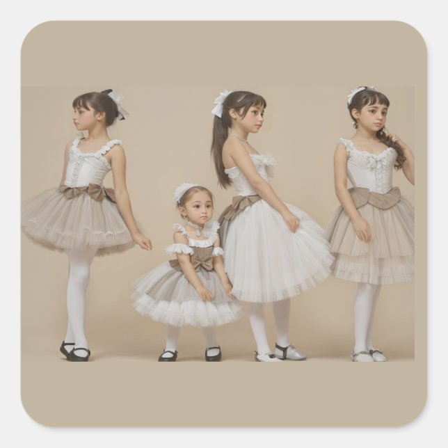 Adesivo Quadrado Bailarinas románticas (Frente)