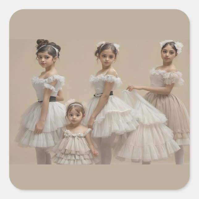 Adesivo Quadrado Bailarinas románticas (Frente)