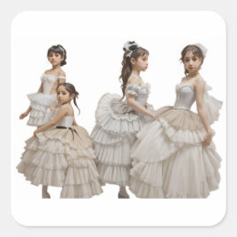 Adesivo Quadrado Bailarinas románticas