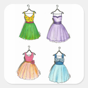 Adesivo Quadrado Baile de formatura Vintage 1950s - Vestidos Retro 