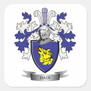 Adesivo Quadrado Bain Family Crest Casaco de Braços