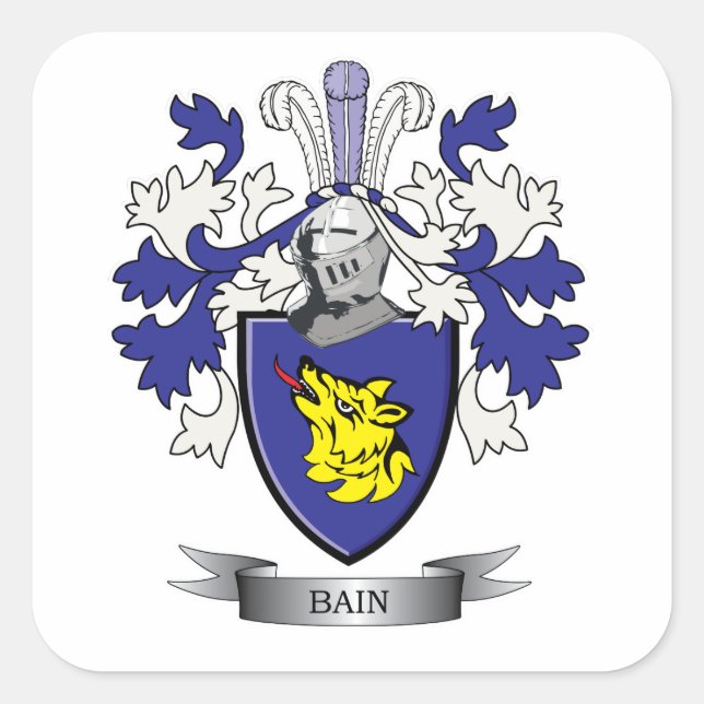 Adesivo Quadrado Bain Family Crest Casaco de Braços (Frente)