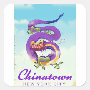 Adesivo Quadrado Bairro chinês cartaz antigo da cidade de Nova York