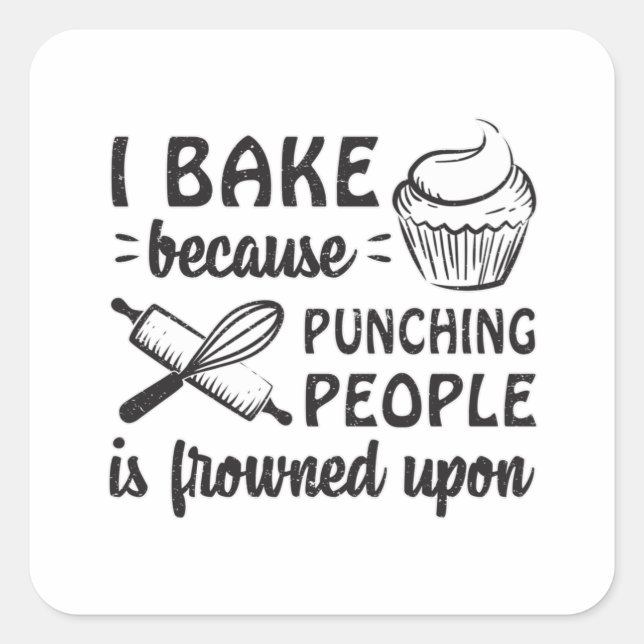 Adesivo Quadrado Baker Bakery Assar Bread Cake Fazendo Presente Eng (Frente)