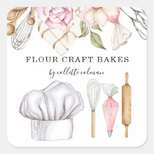 Adesivo Quadrado Baker Pastelaria Ferramentas de Marca de Água Quad