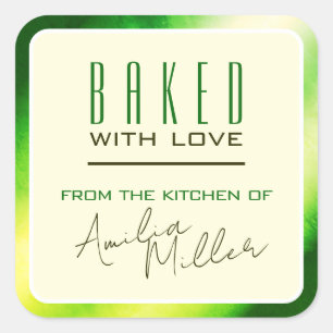 Adesivo Quadrado Baking de Gradação de Cor do Ombre Verde Brilhante