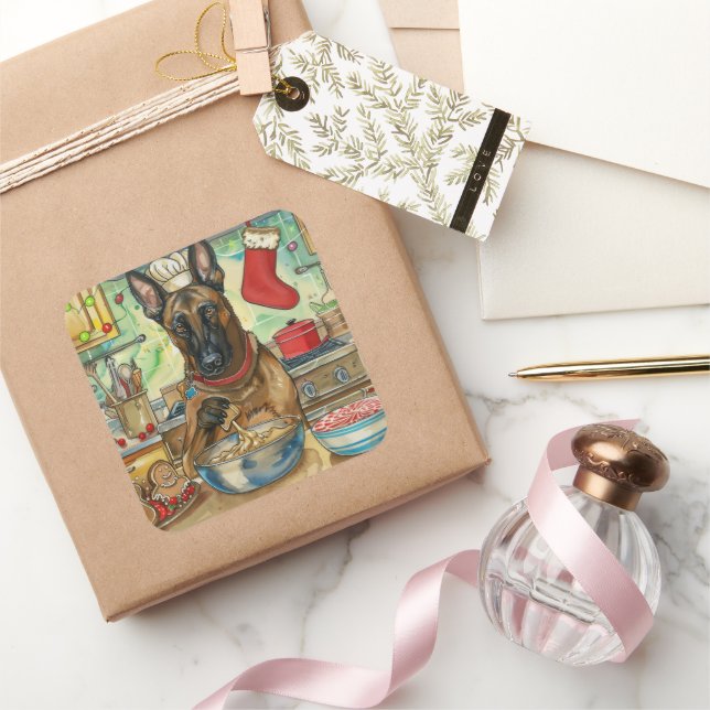 Adesivo Quadrado Baking de Natal Festivo em Malinoi belga (Presentear)